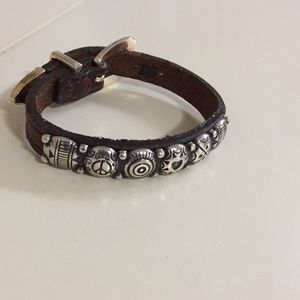 VTG Brighton leather and silver color bracelet